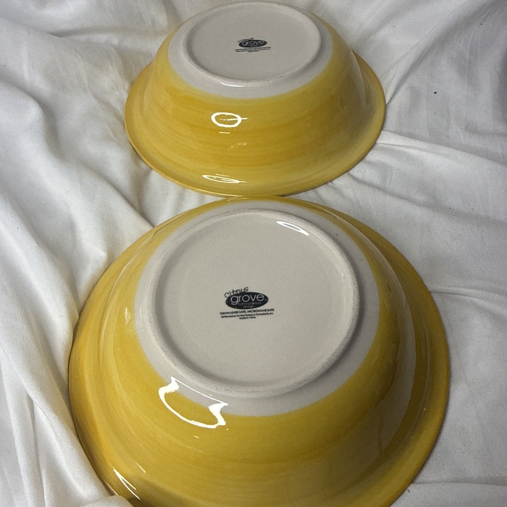 CITRUS GROVE Yellow Swirl Pasta Soup Cereal Bowl Hand Painted Ceramic 8.5" EUC 2 - Picture 2 of 4